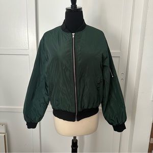 Shein dark green bomber jacket with quilted lining
